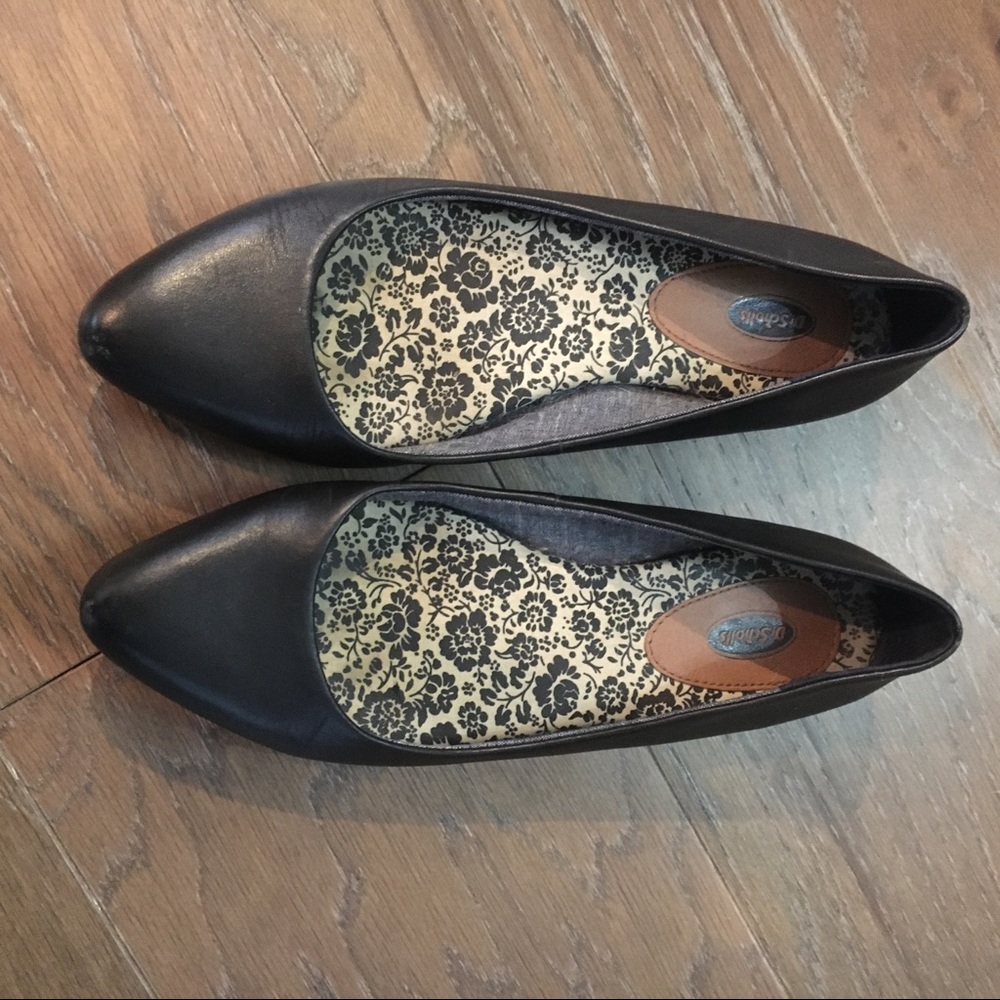 Black Leather Flats